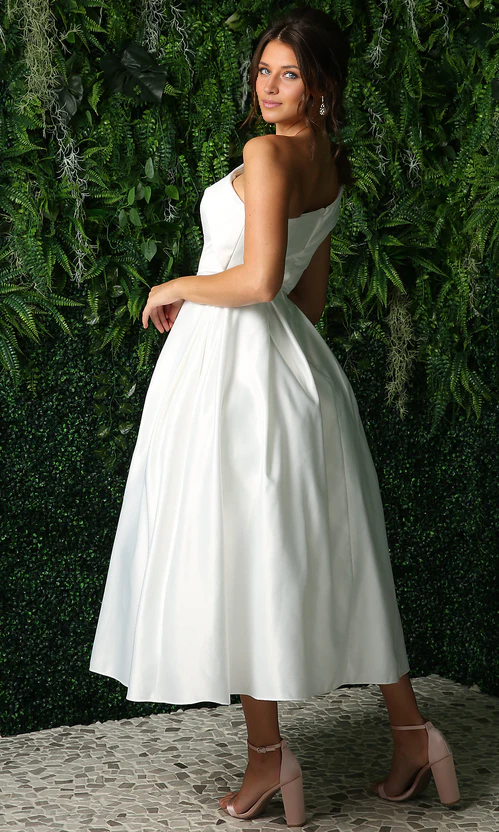One-Shoulder A-Line Midi Party Dress