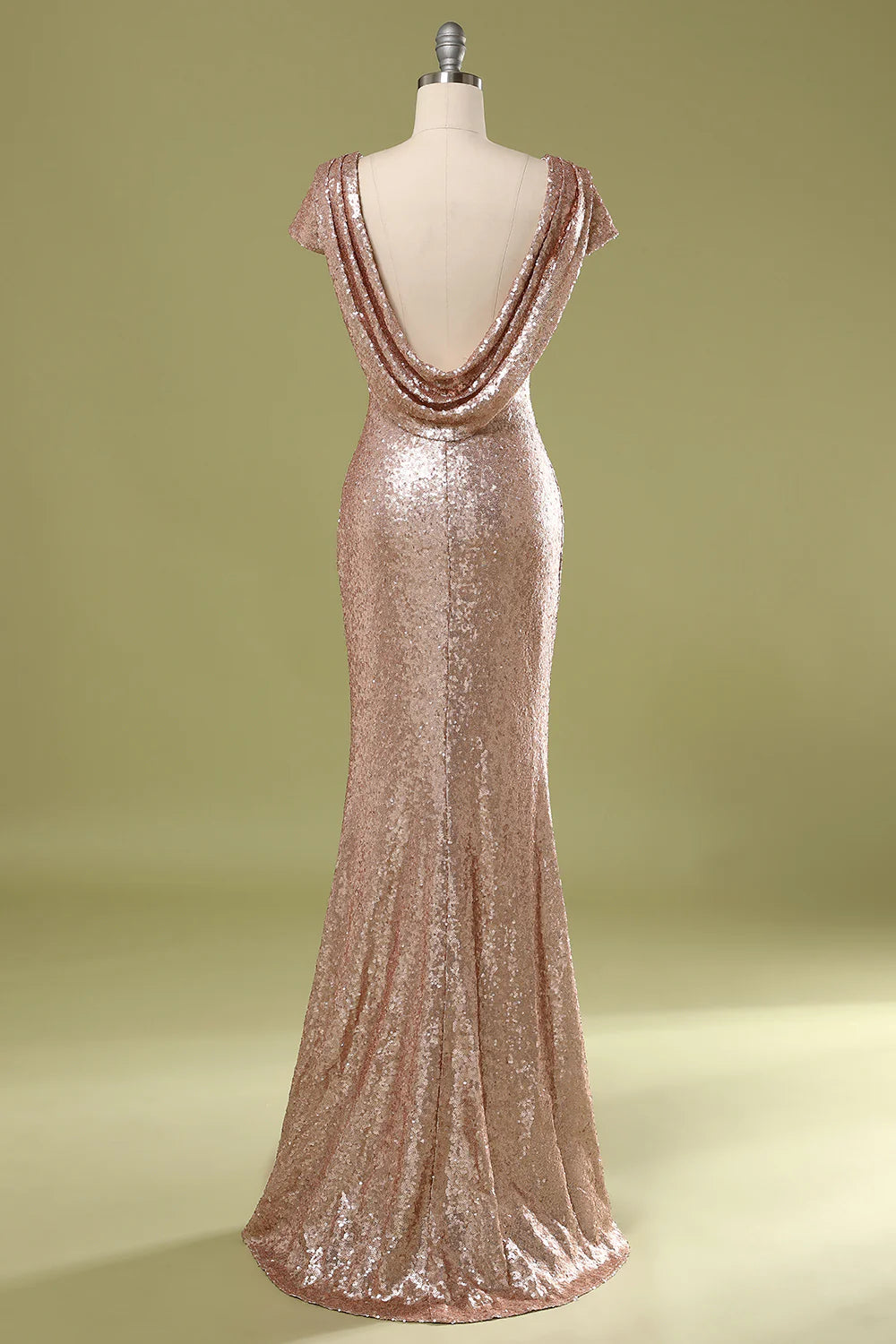 Mermaid Sequins Floor-length Backless Prom Dress Evening Dress