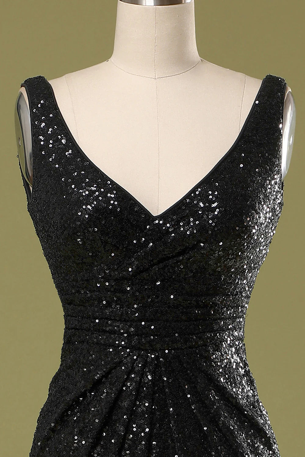 Mermaid V-Neck Black Sequins Evening Dress Cocktail Dresses