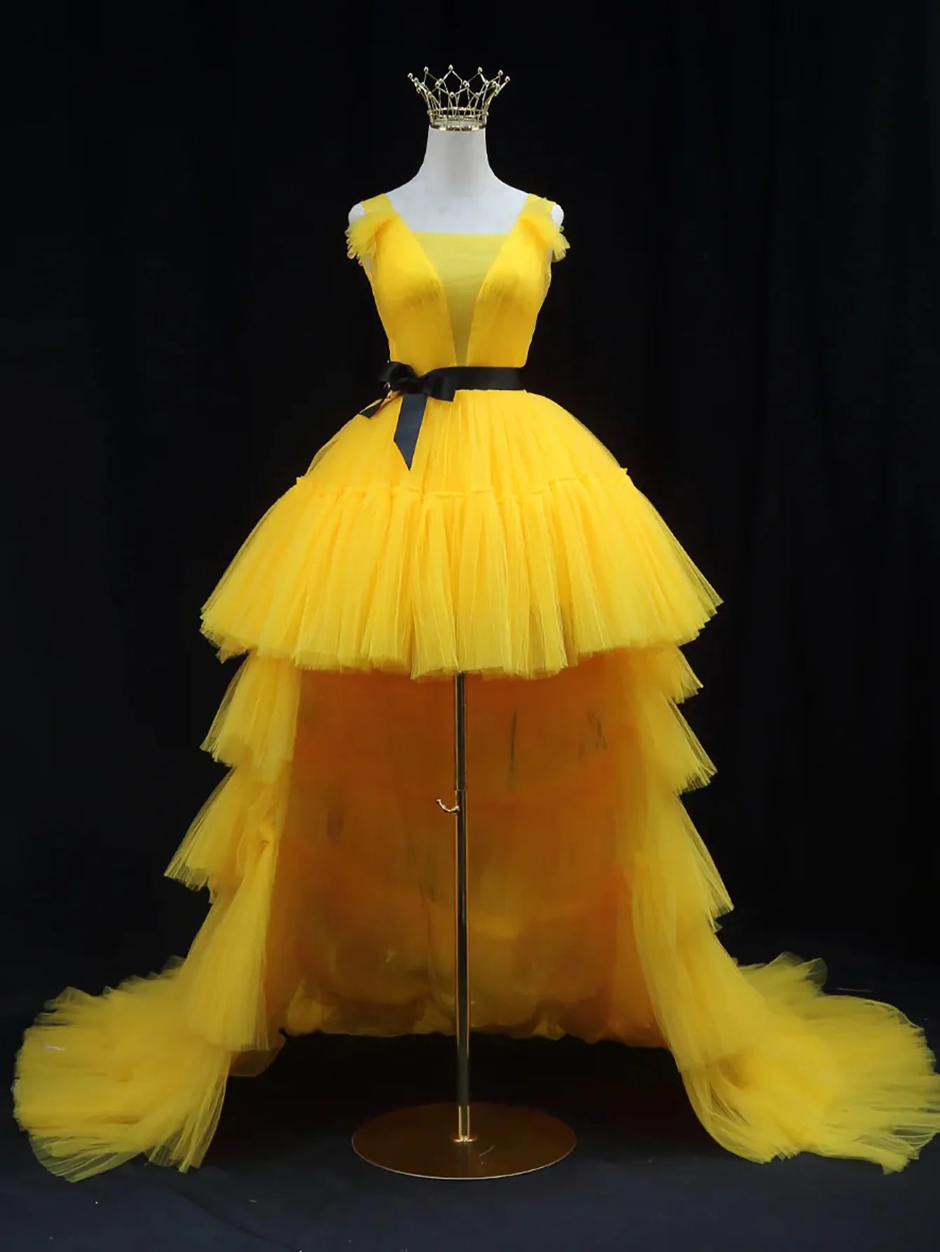 Cute A-Line High Low Tulle Sleeveless Prom Dress Homecoming Dress