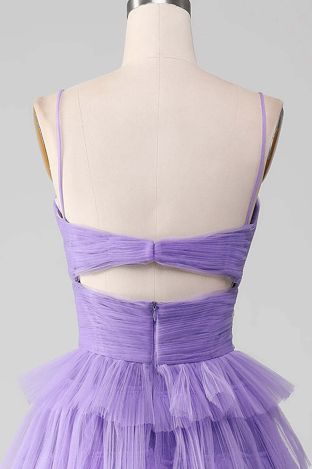 A-Line Princess Purple Tulle Tiered Long Prom Dress with Slit Court Train Dresses
