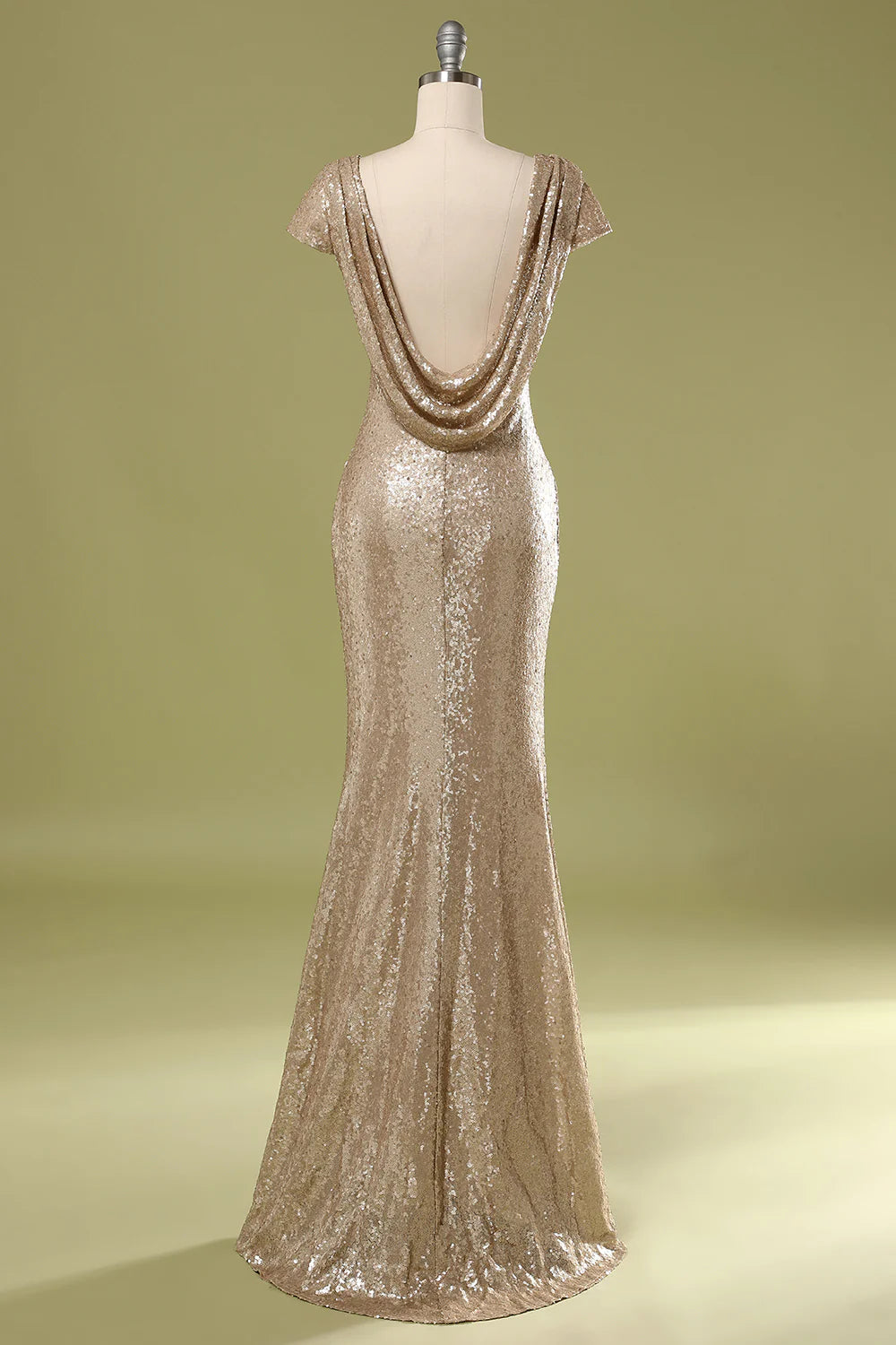 Mermaid Sequins Floor-length Backless Prom Dress Evening Dress