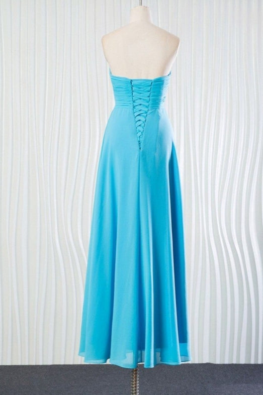 Long Chiffon Aqua Bridesmaid Dress Wedding Guest Party Dress