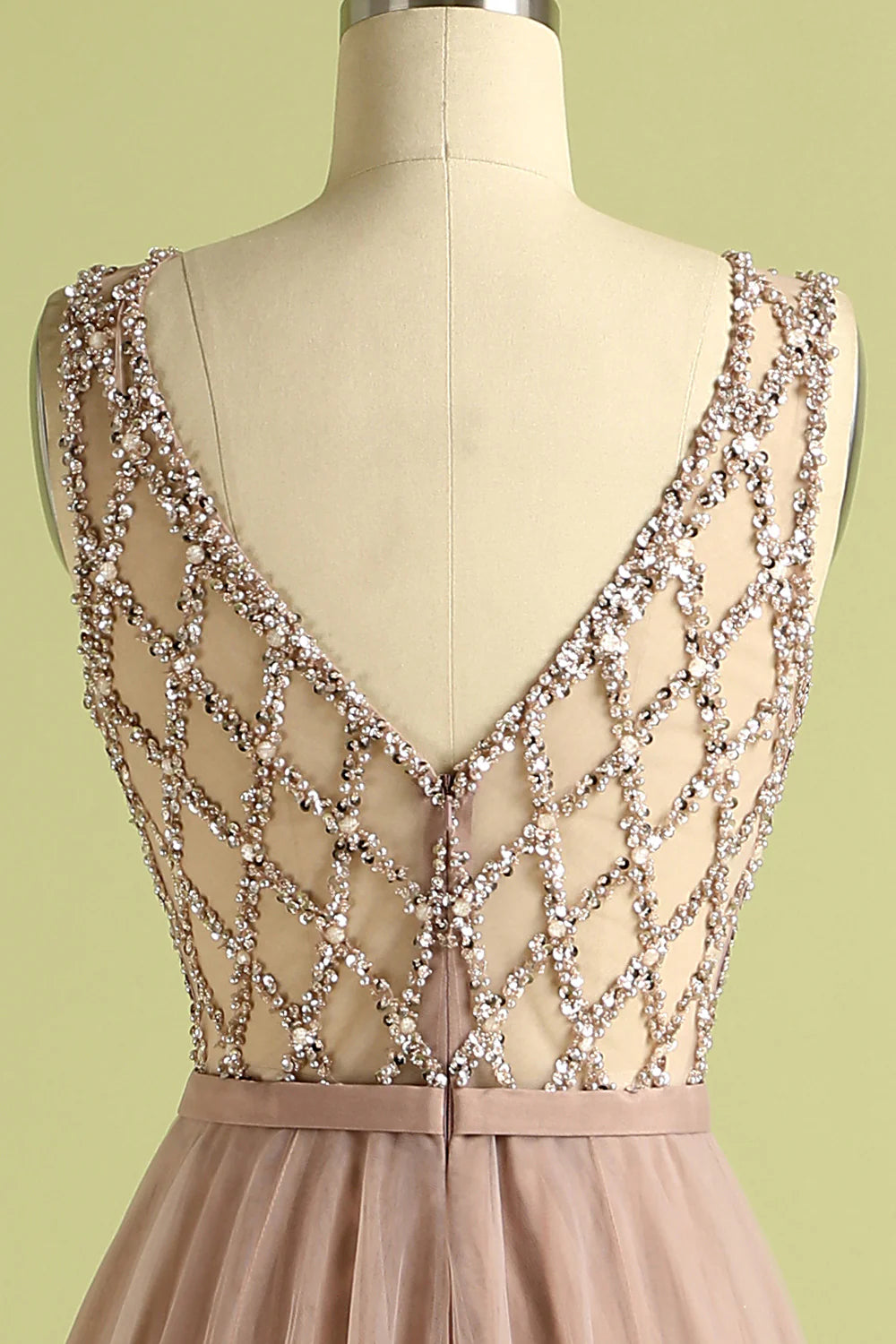 A-Line Princess Tulle Beading Prom Dress Evening Dress