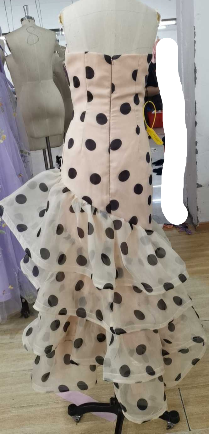 Quyihu Dress Formal Dresses Strapless Polka Dots Dress Fashion Prom Evening Dresses For Women