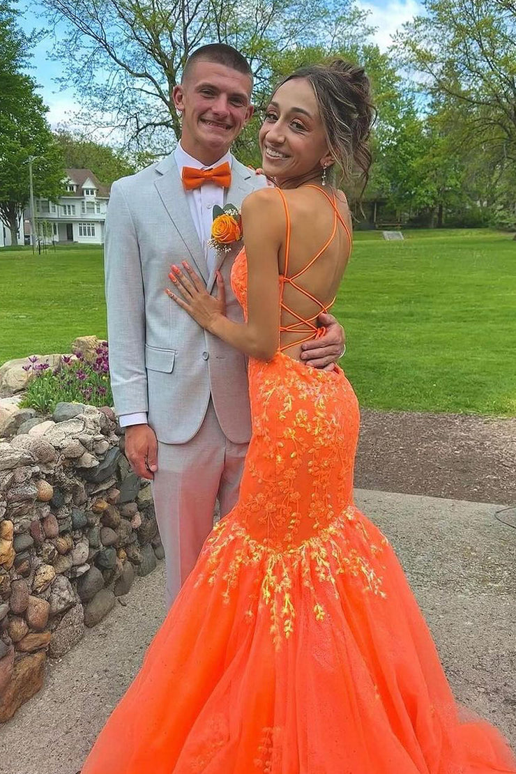 Charming Mermaid V Neck Organza Tulle Sequins Prom Dresses