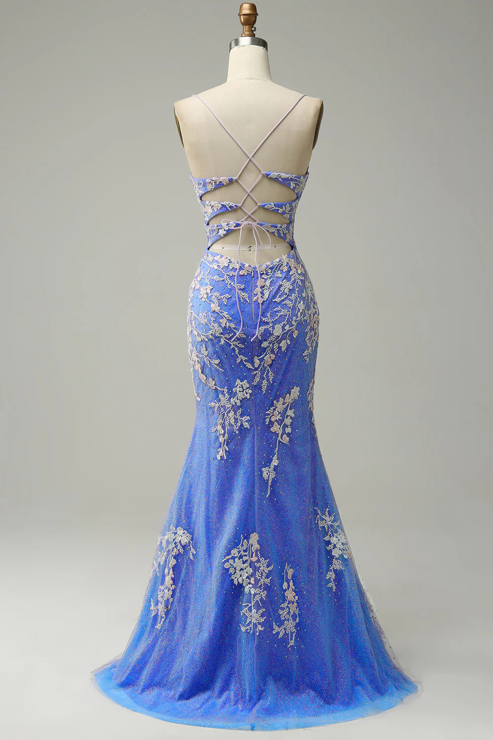 Mermaid V Neck Floor-length Prom Dress Appliques Beading With Slit