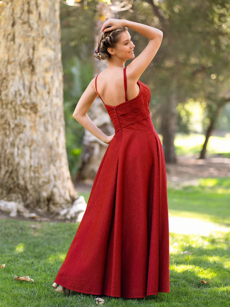 Deep V-neck A-line Floor Length Bridesmaid Dress
