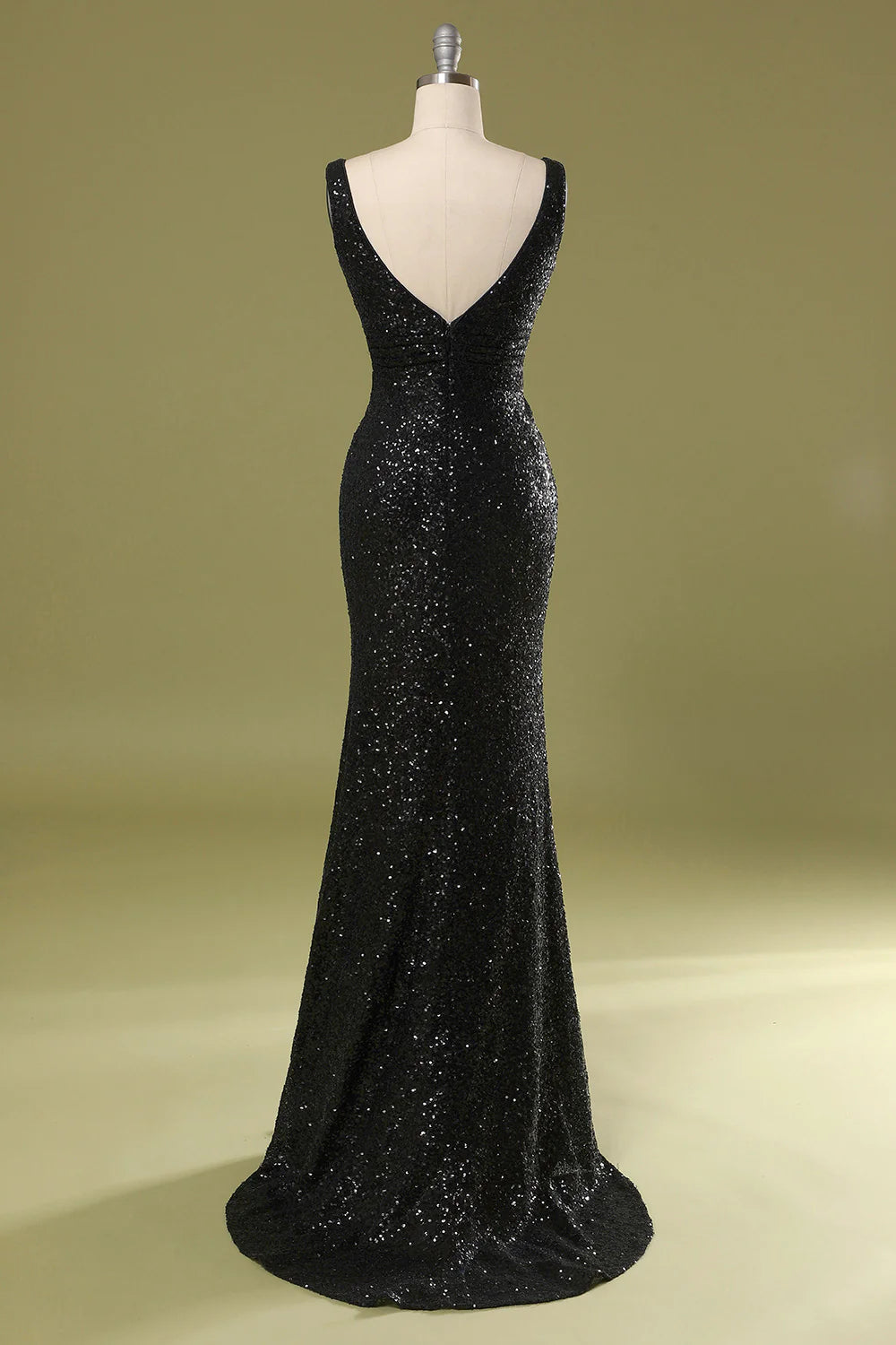 Mermaid V-Neck Black Sequins Evening Dress Cocktail Dresses