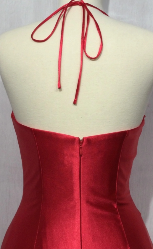 Mermaid Long Satin Halter Wedding Guest Party Dress Prom Dress With Corset