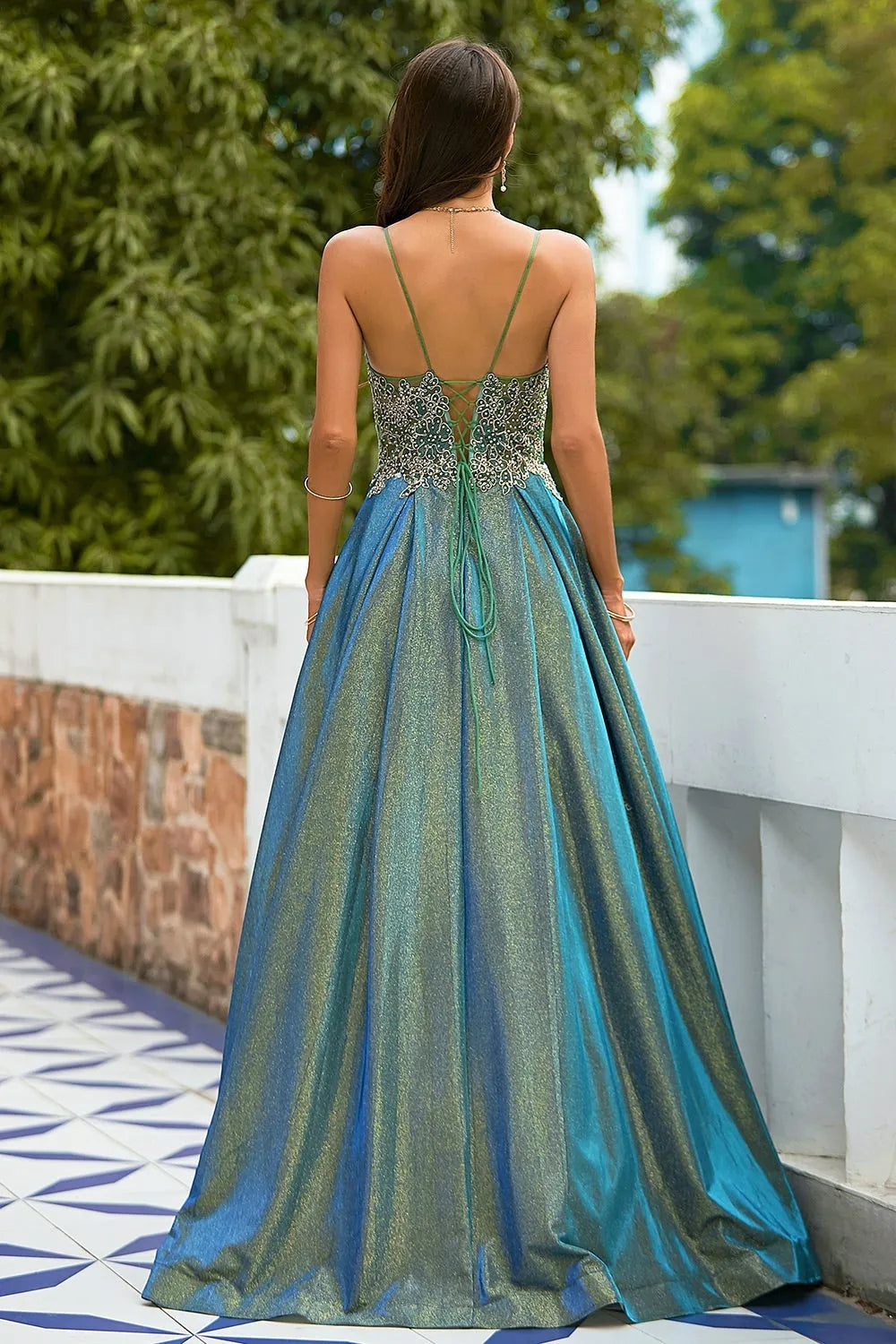 A-Line Princess Glitter Spaghetti Straps Long Prom Dress Evening Dresses Wedding Guest Dresses