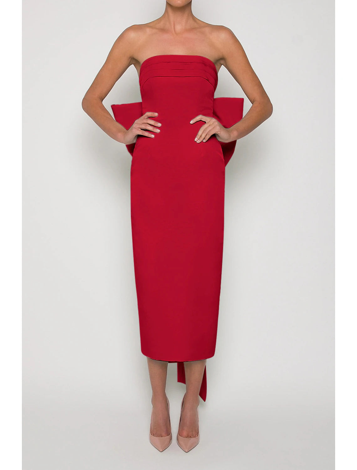 Sheath / Column Cocktail Dresses Party Dress Wedding Guest Sleeveless Strapless Fall Wedding Reception Satin with Bow(s)