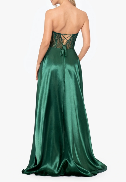 Hunter Green Strapless Sweetheart Long A-Line Prom Dress