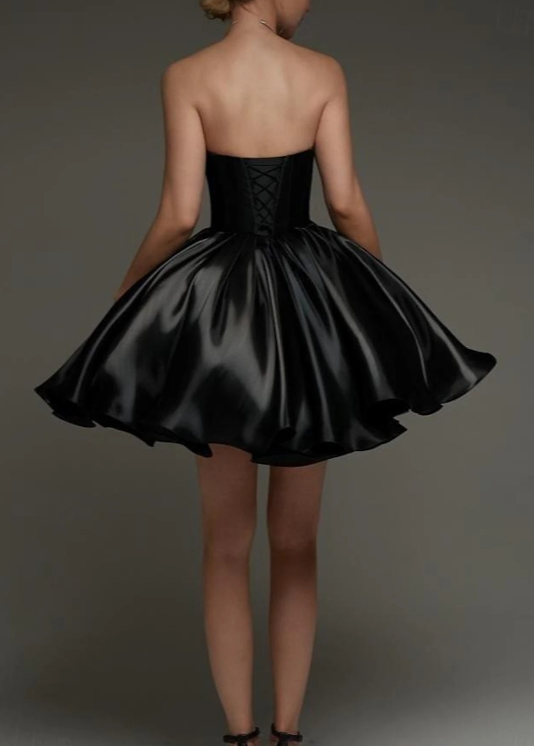 A-Line Homecoming Dresses Corsets Short / Mini Sleeveless Strapless Satin with Ruched