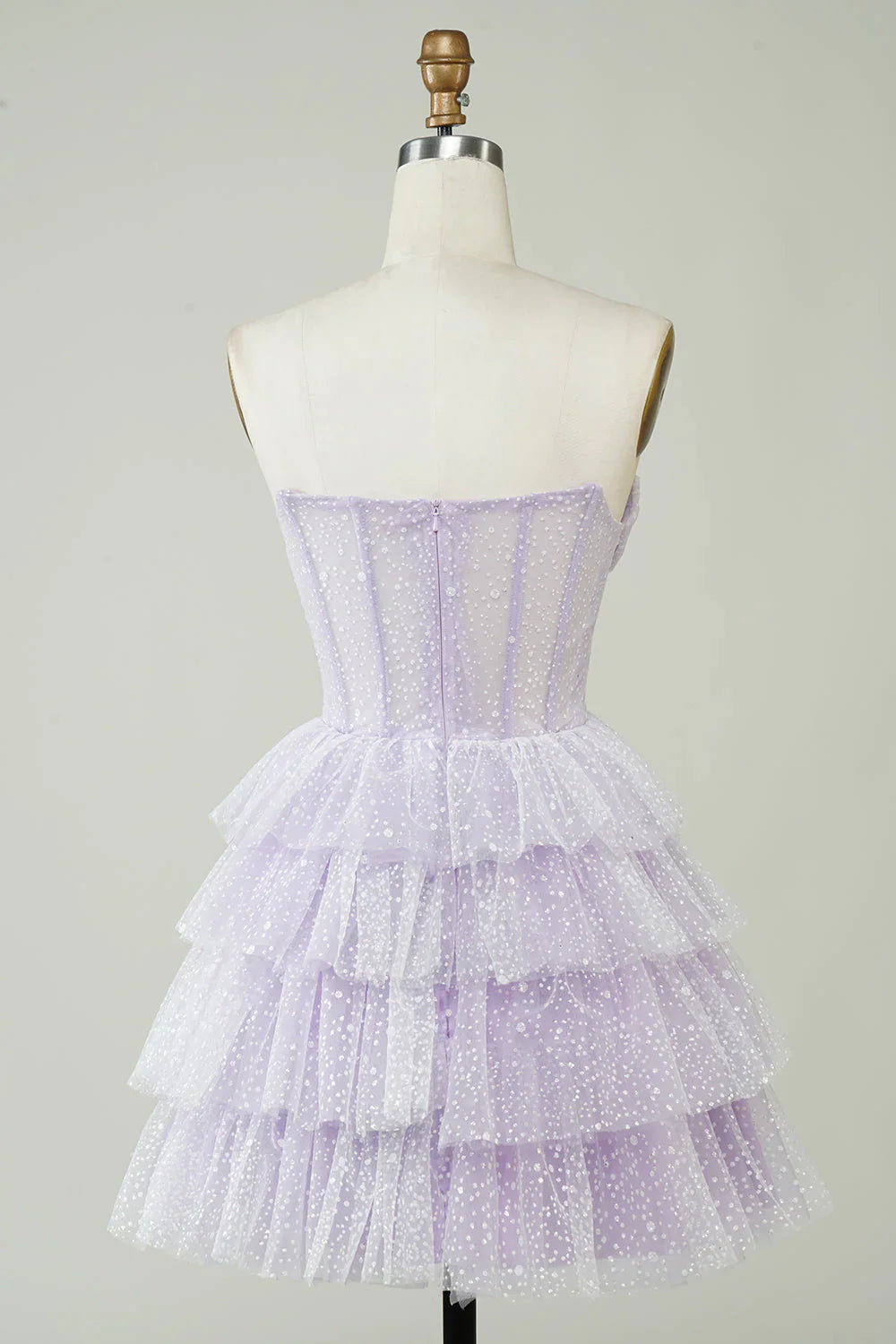 Glitter Corset Cute A-Line Short Layered Tulle Homecoming Dress