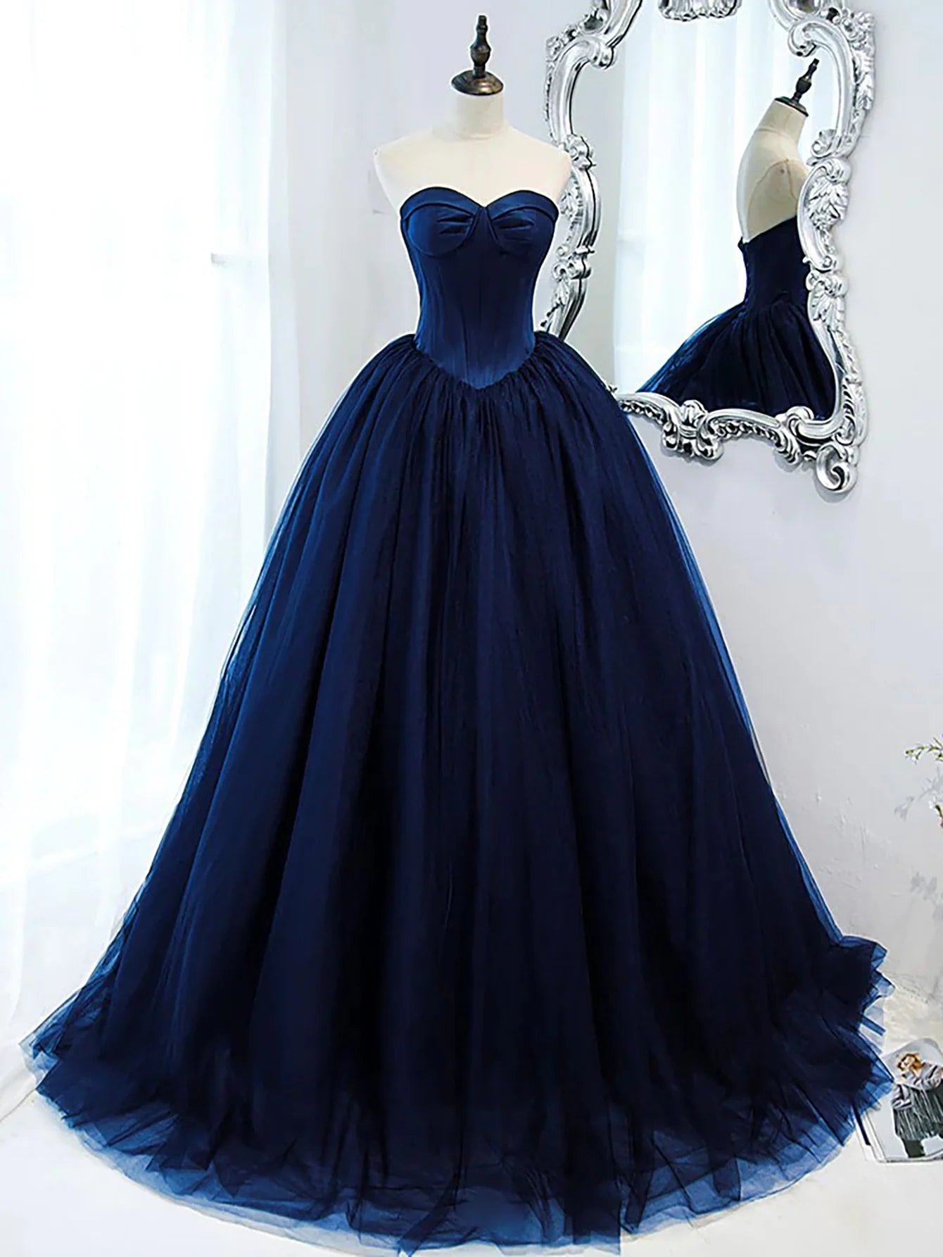 A Line Sweetheart Princess Ball Gown Tulle Long Prom Dress