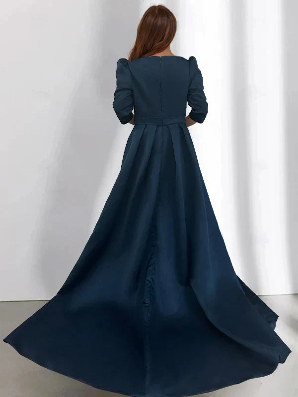 A-Line Princess Half Sleeves Asymmetrical Mother Of The Bride Dresses With Pockets