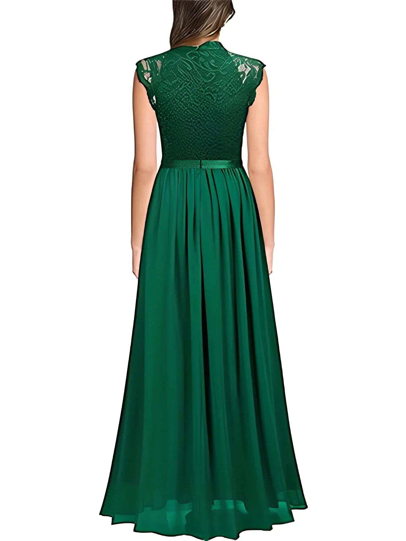A-Line Princess Jewel Neck Sleeveless Floor-Length Bridesmaid Dresses with Lace