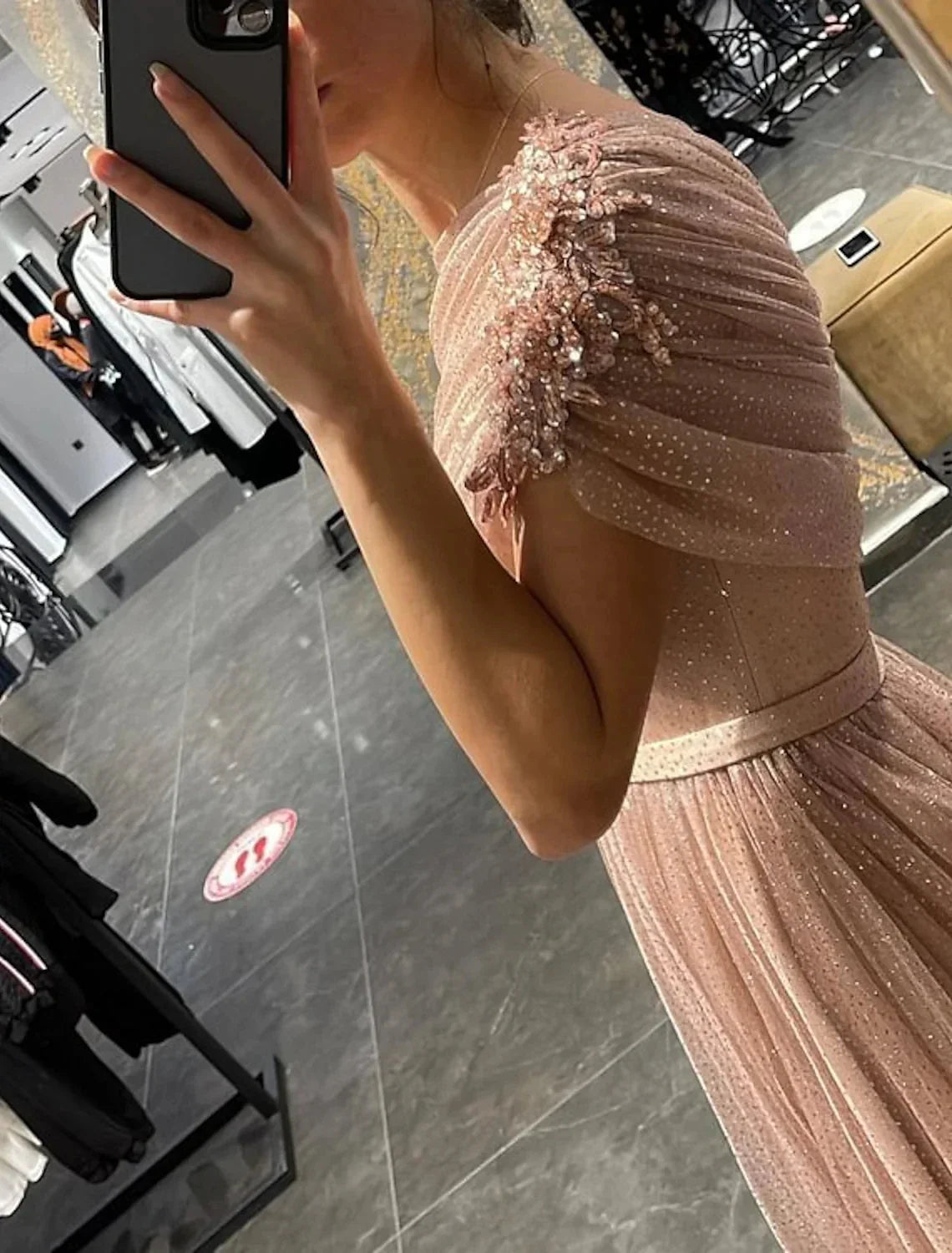 A-Line Princess One-Shoulder Long Prom Dresses With Sequins