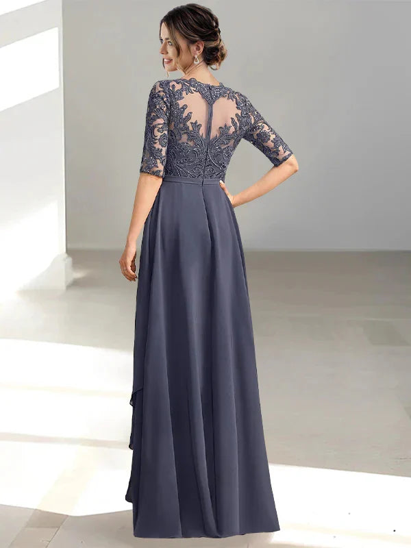 A-Line Princess Scoop Floor-Length Mother of the Bride Dresses