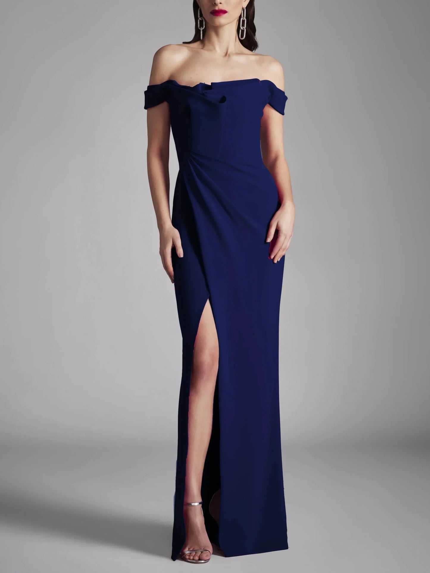 A-Line Princess Strapless Sleeveless Floor-Length Evening Dress with Ruffles