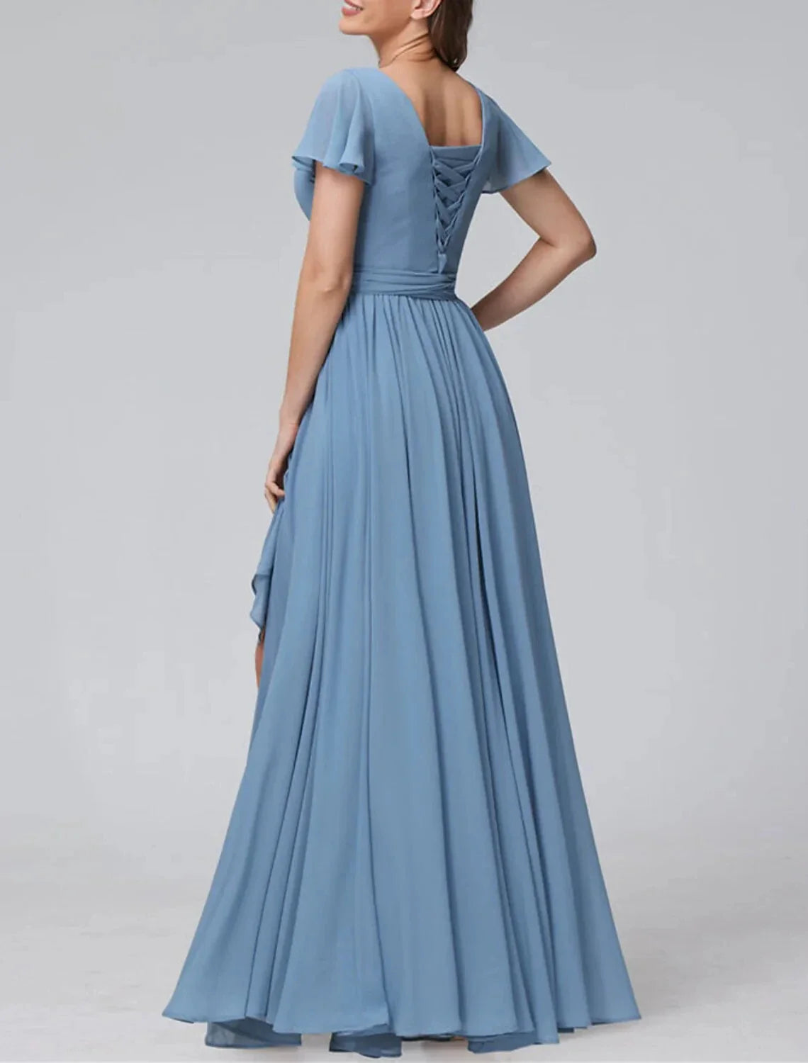 A-Line Princess V-Neck Floor-length Long Bridesmaid Dresses