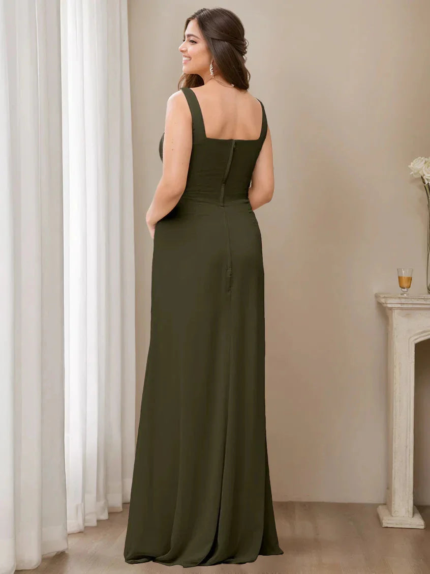 A-Line Princess V-Neck Sleeveless Floor-Length Bridesmaid Dresses