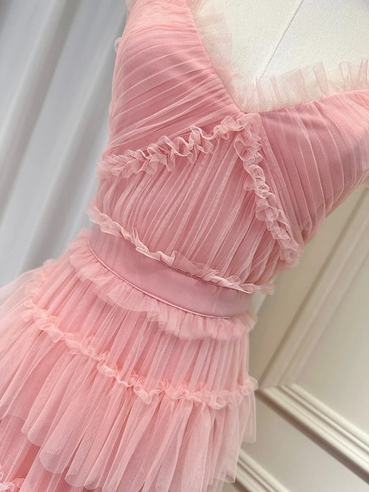 A-line Backless Dresses For Women Square Collar Sleeveless High Waist Solid Dress Female Fashion Clothing Prom Dress