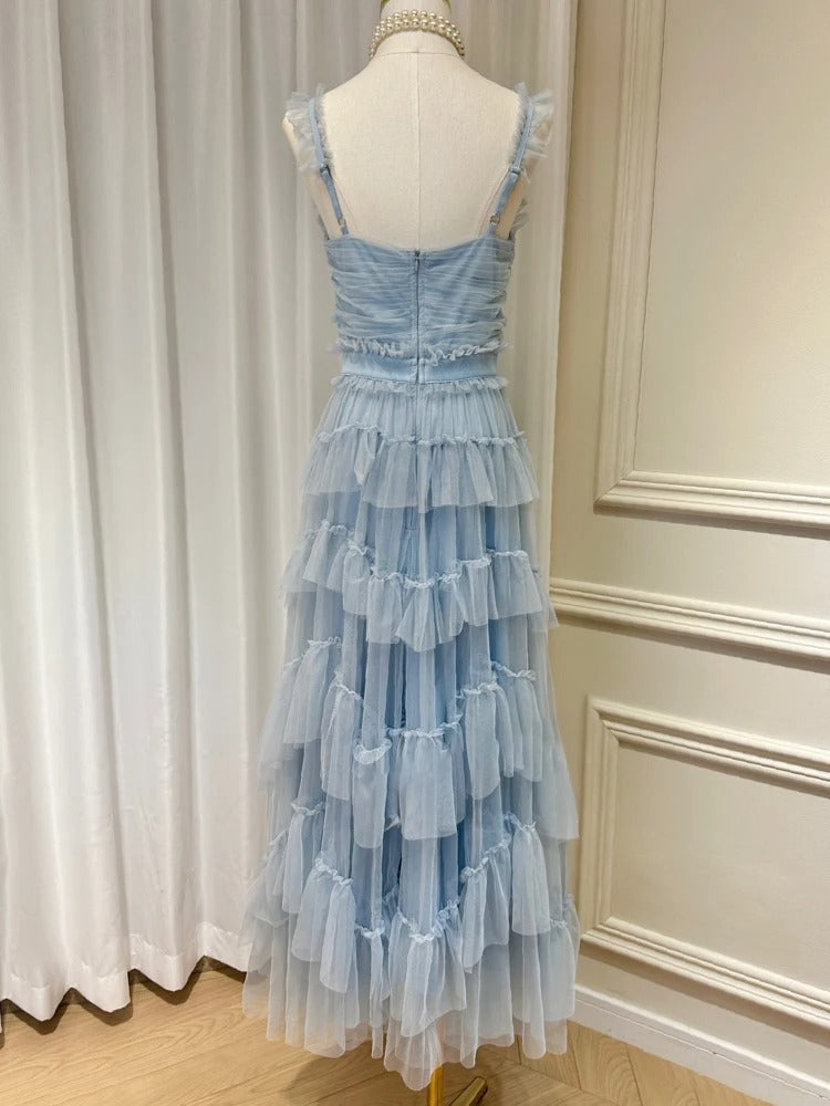 A-line Backless Dresses For Women Square Collar Sleeveless High Waist Solid Dress Female Fashion Clothing Prom Dress