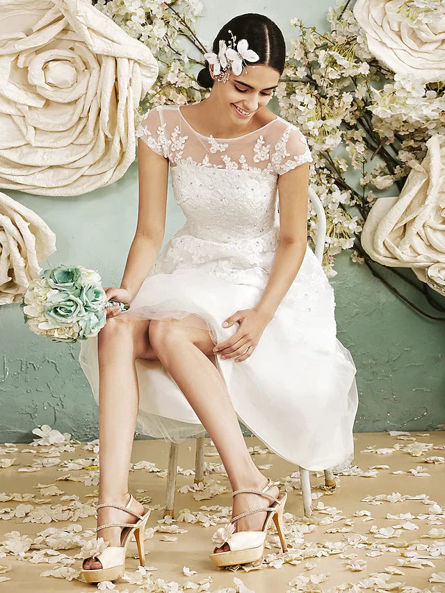 A-Line Wedding Dresses Halter Neck Floor Length Chiffon Sleeveless See-Through with Sequin Criss-Cross