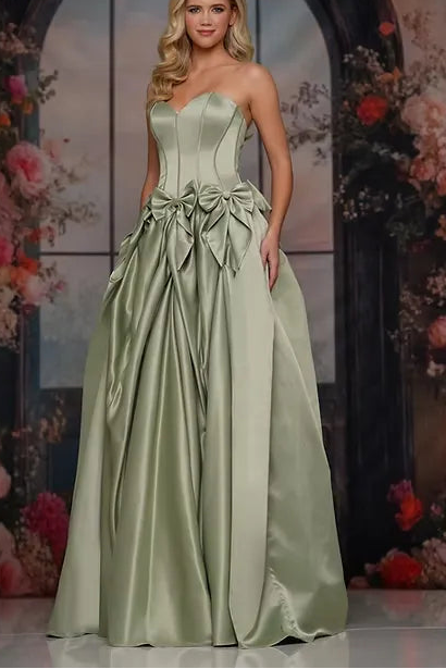 Beautiful A-line Sweetheart Corset Bow Hot Pink Floor-Length Prom Dress With Pockets