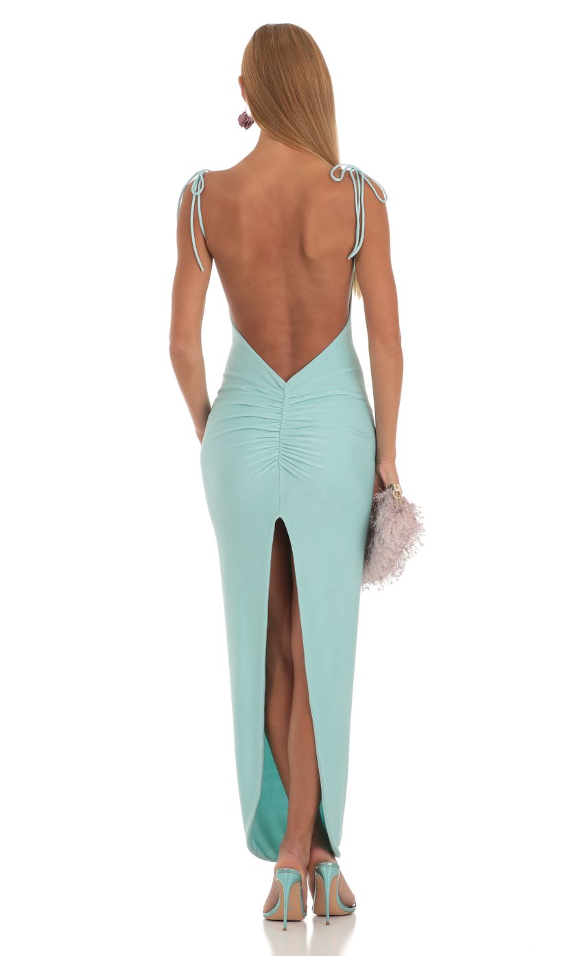 Chic Sheath Tie-Strap Sleeveless Deep-Open-Back Mint Jersey Floor-Length Prom Dresses