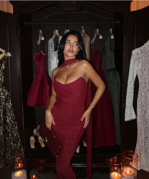 Chic Mermaid/Trumpet Off-the-Shoulder Sleeveless Lace Up Floor-Length Prom Dress