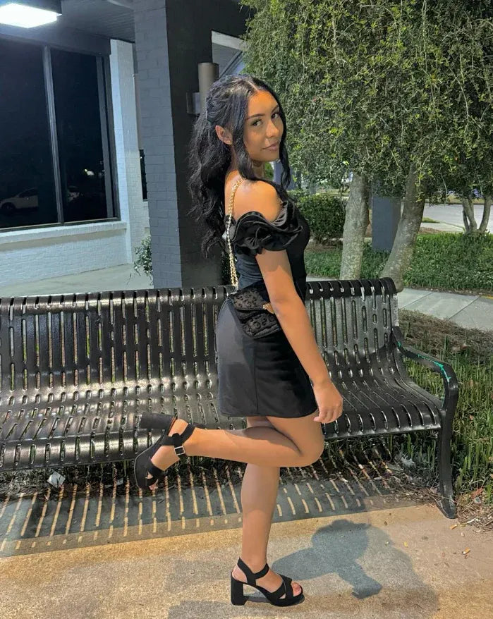 Chic Off Shoulder Ruffle Bow Back Ruched Mini Party Dress Homecoming Dress