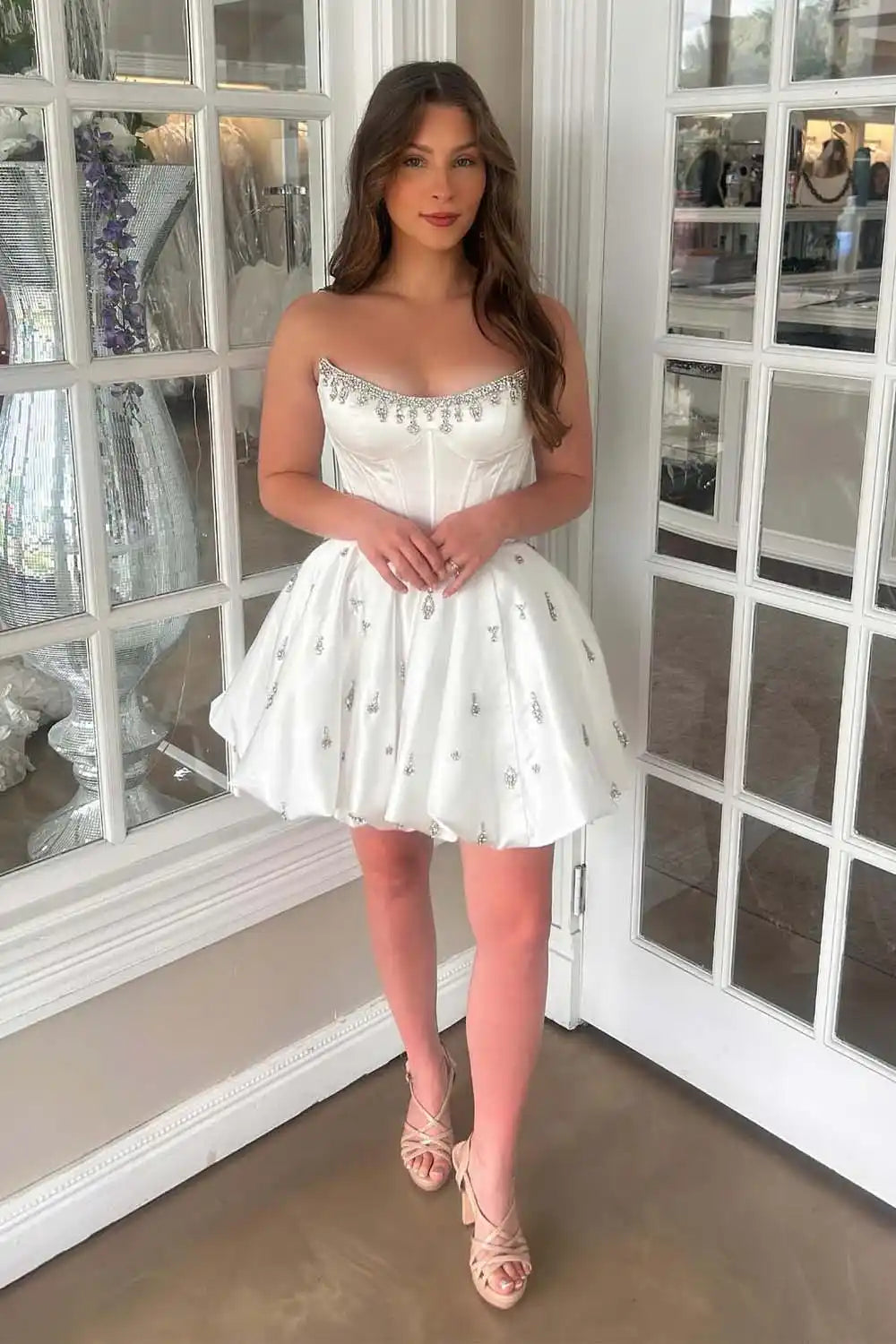 Corset Strapless Homecoming Dress with Beads