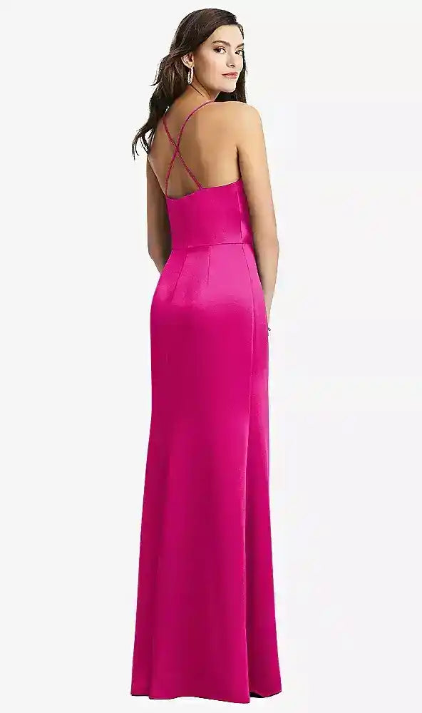 Cowl-Neck Criss Cross Back Slip Dress in Think Pink Bridesmaid Dresses
