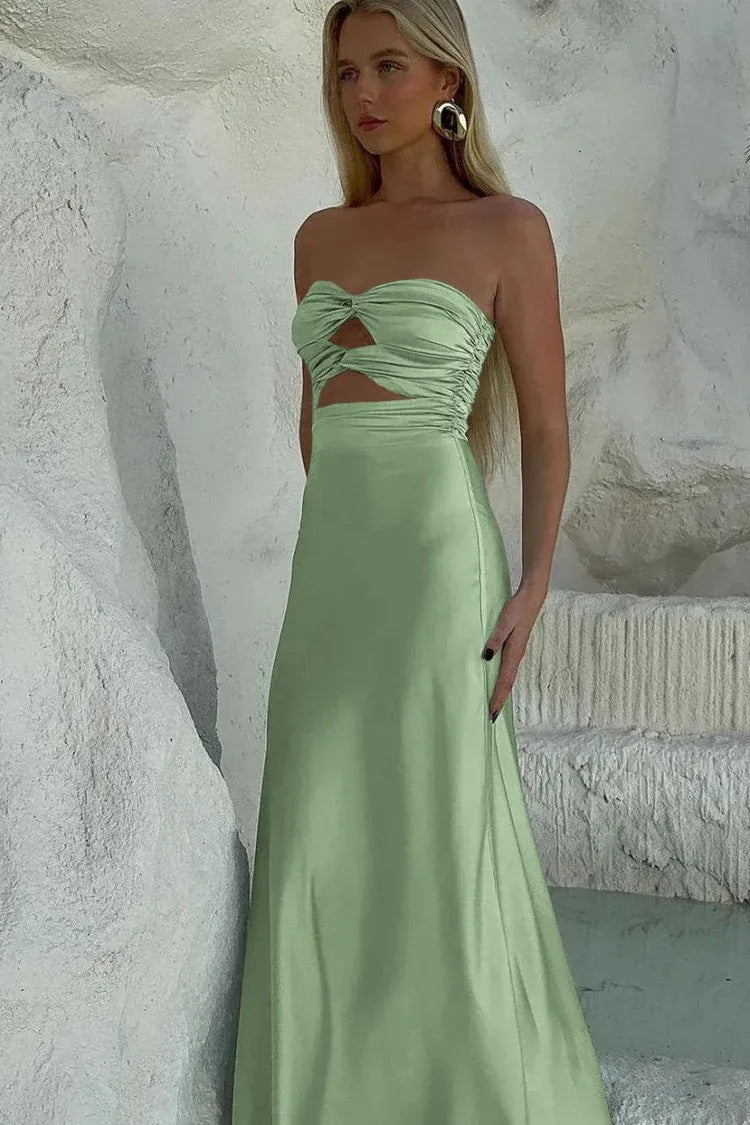 Discount Mermaid Sweetheart Sleeveless Satin Pleated Floor-Length Prom Dress