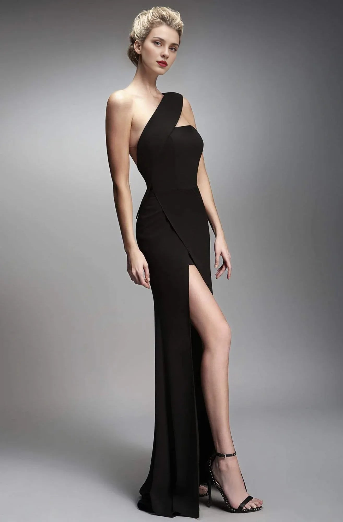 Dressesgowns Evening Dresses/ Princess One Shoulder Strap Sheer Back with Side Slit Prom Gown/ Prom Dresses Stores