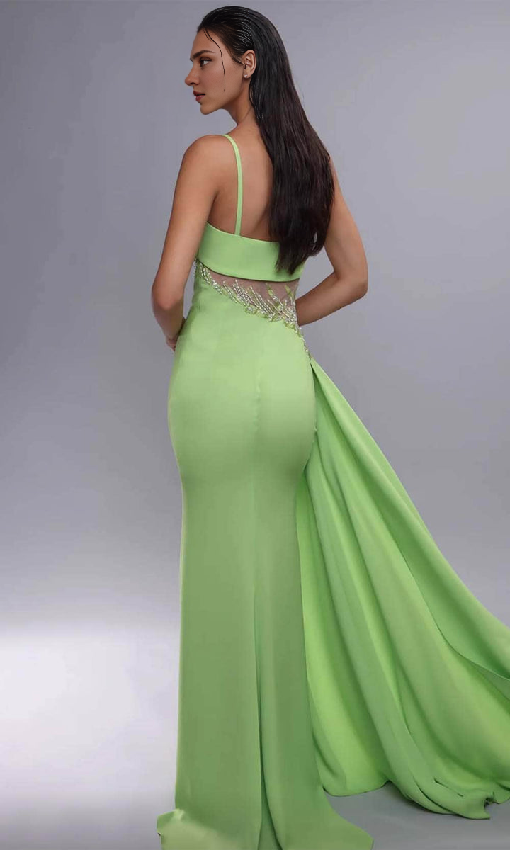 Dressesgowns Evening Dresses/ Princess Spaghetti Straps Twist Bust Beaded With Side Sash Sweep Train Prom Evening Gown/ Prom Dresses Stores