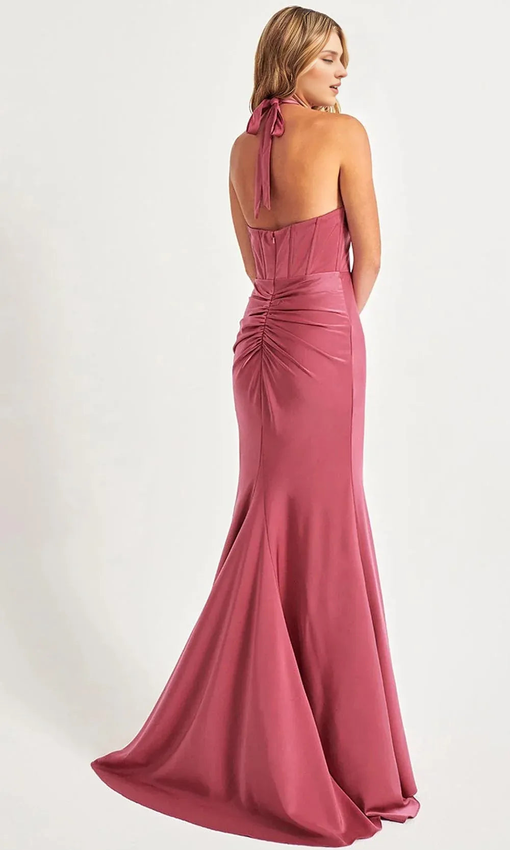 Dressesgowns Evening Dresses/ Sleeveless Open Back Ruched Crisscross Halter With High Slit Prom Evening Gown/ Prom Dresses Stores