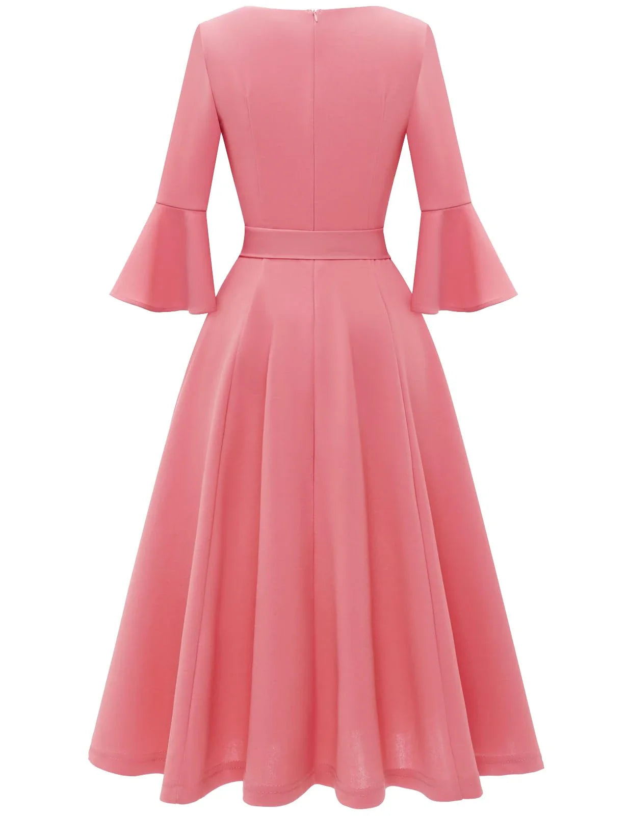 Elegant A - line Boat Neck Bell Sleeve Zipper Back Knee - length Bridesmaid Dress