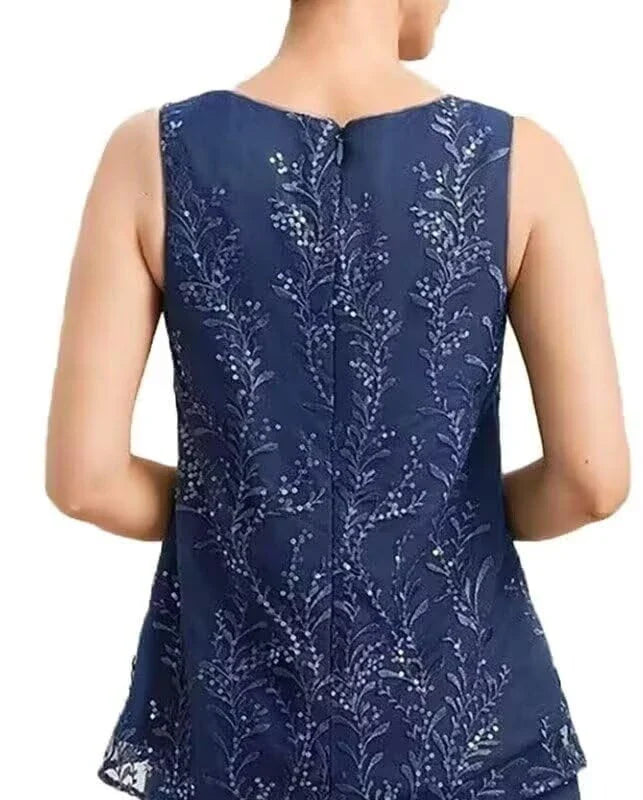 Elegant-A-line-Scoop-Neck-Three-Quarter-Sleeve-Zipper-Back-Floor-length-Bridesmaid-Dress-Set