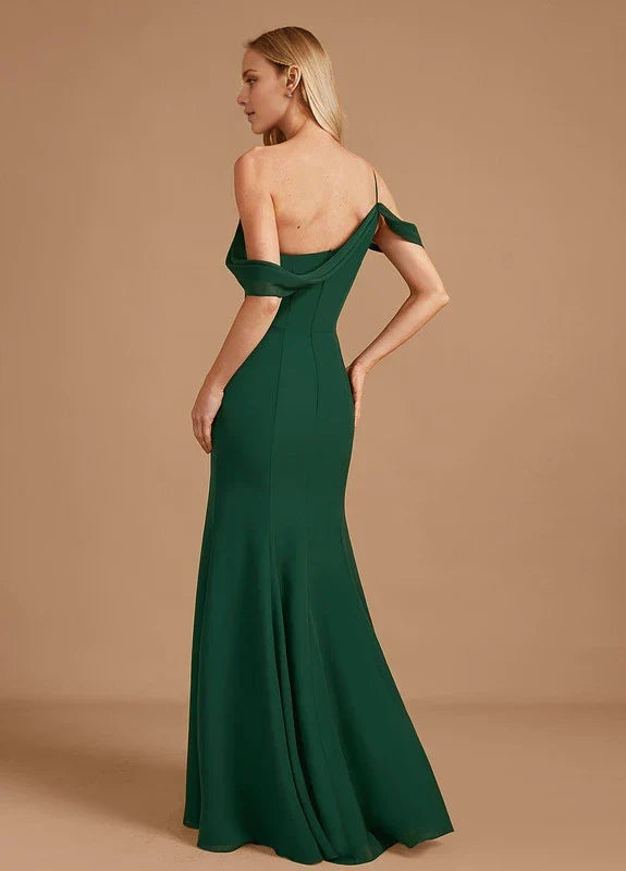 Elegant Mermaid One-Shoulder High-Slit Chiffon Maxi Evening Dress