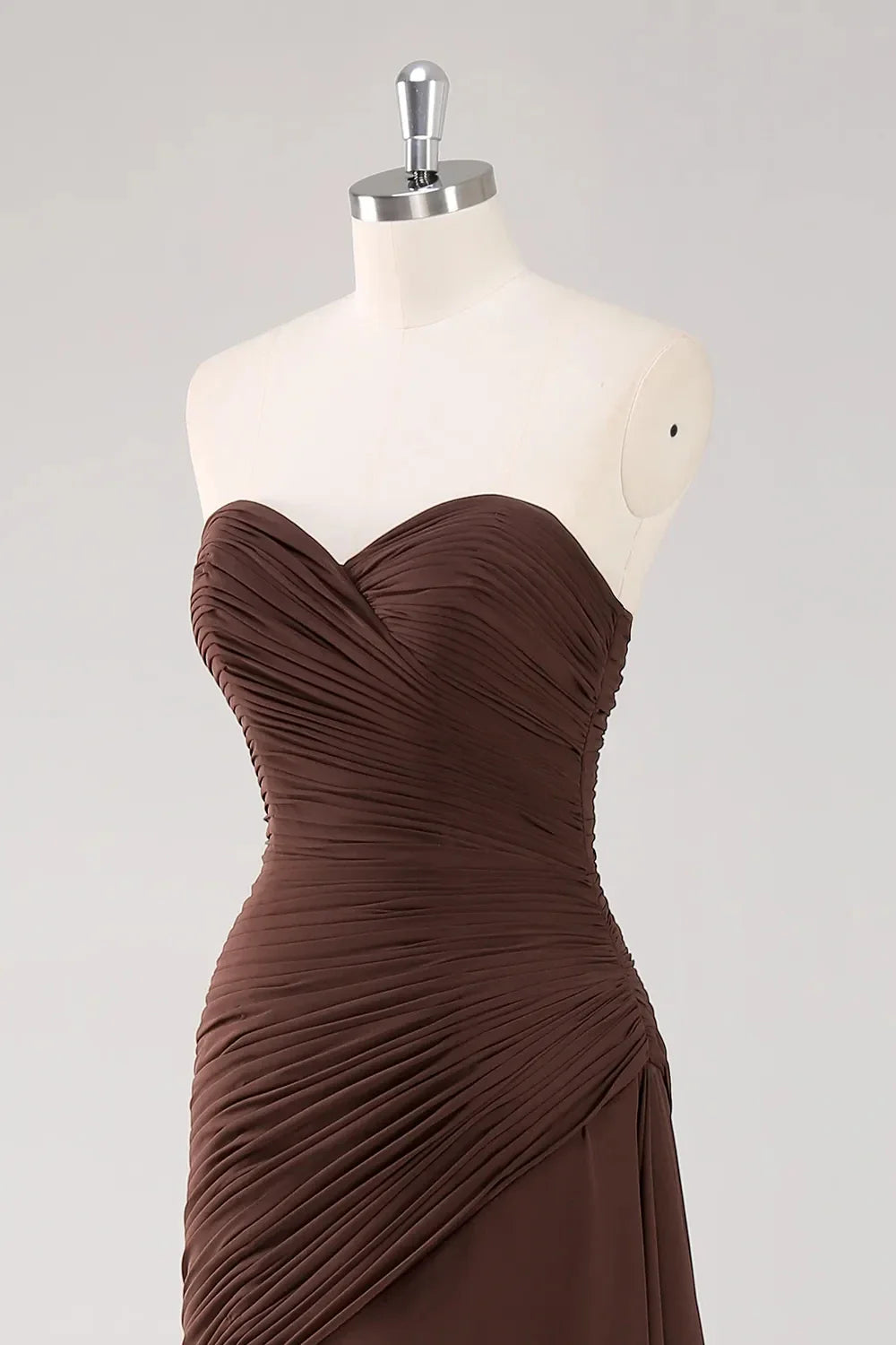 Elegant Strapless Ruched Asymmetric Tiered Floor-Length Evening Dress