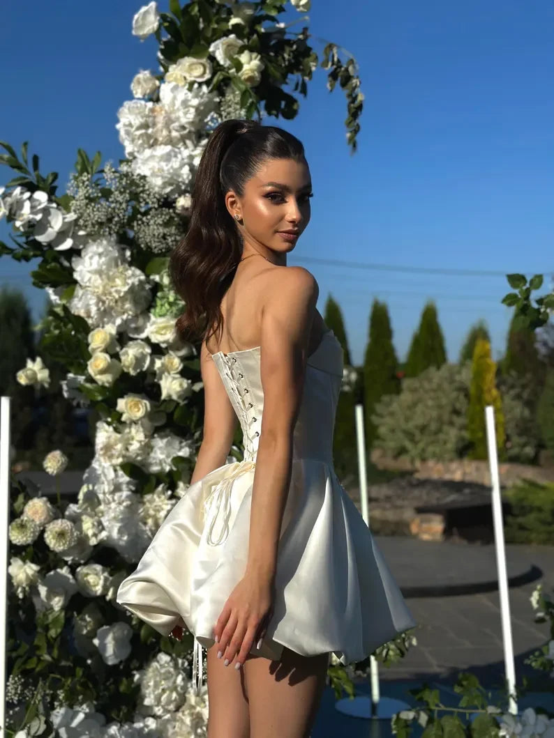 Elegant A-Line Corset Sleeveless Lace Up Short-Mini Homecoming Dress