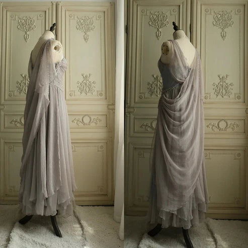 Elegant A-Line Spaghetti Straps Sleeveless Zipper Up Floor-Length Evening Dress