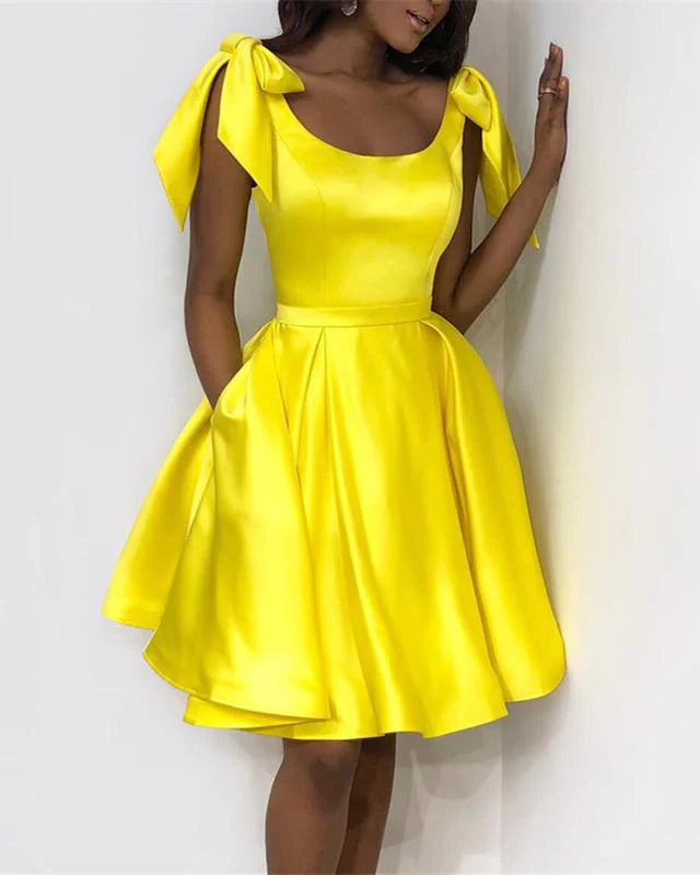 Elegant A-Line Square Neck Sleeveless Lace Up Short-Mini Prom Dress
