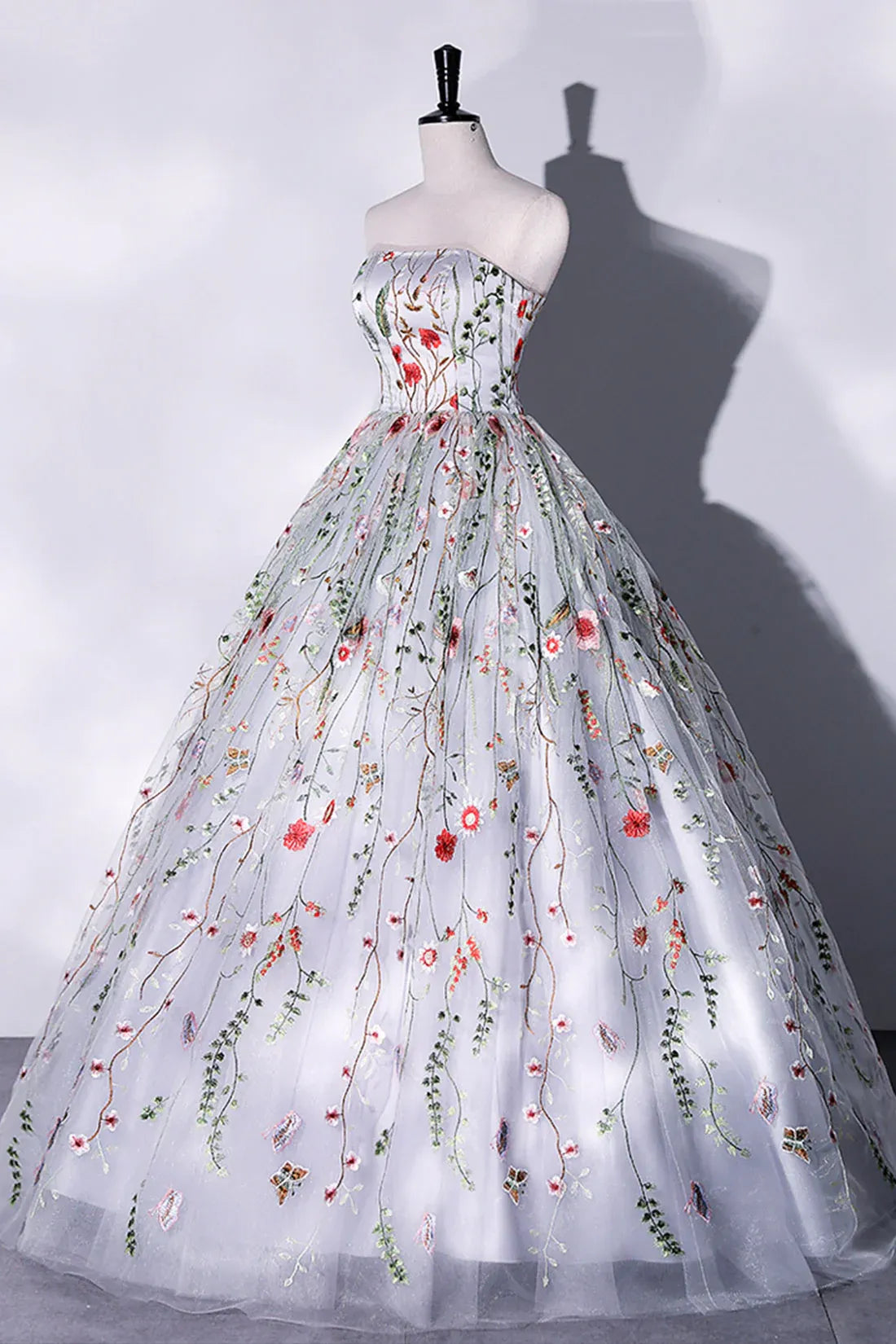 Elegant A-Line Strapless Sleeveless Lace Up Floor-Length Prom Dress