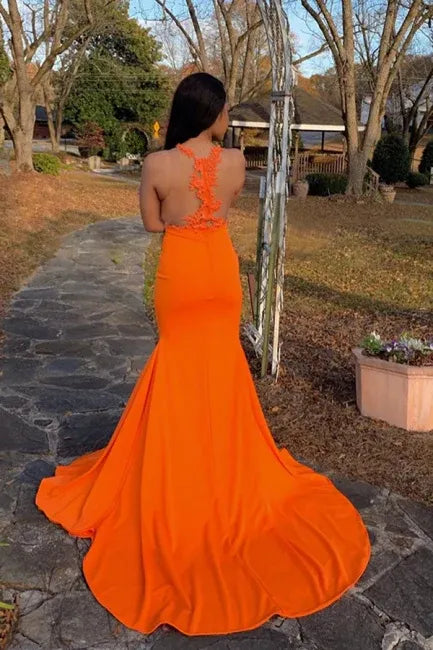 Elegant Mermaid Jewel Sheer Neck Sleeveless Sweep/Brush Train Prom Dress