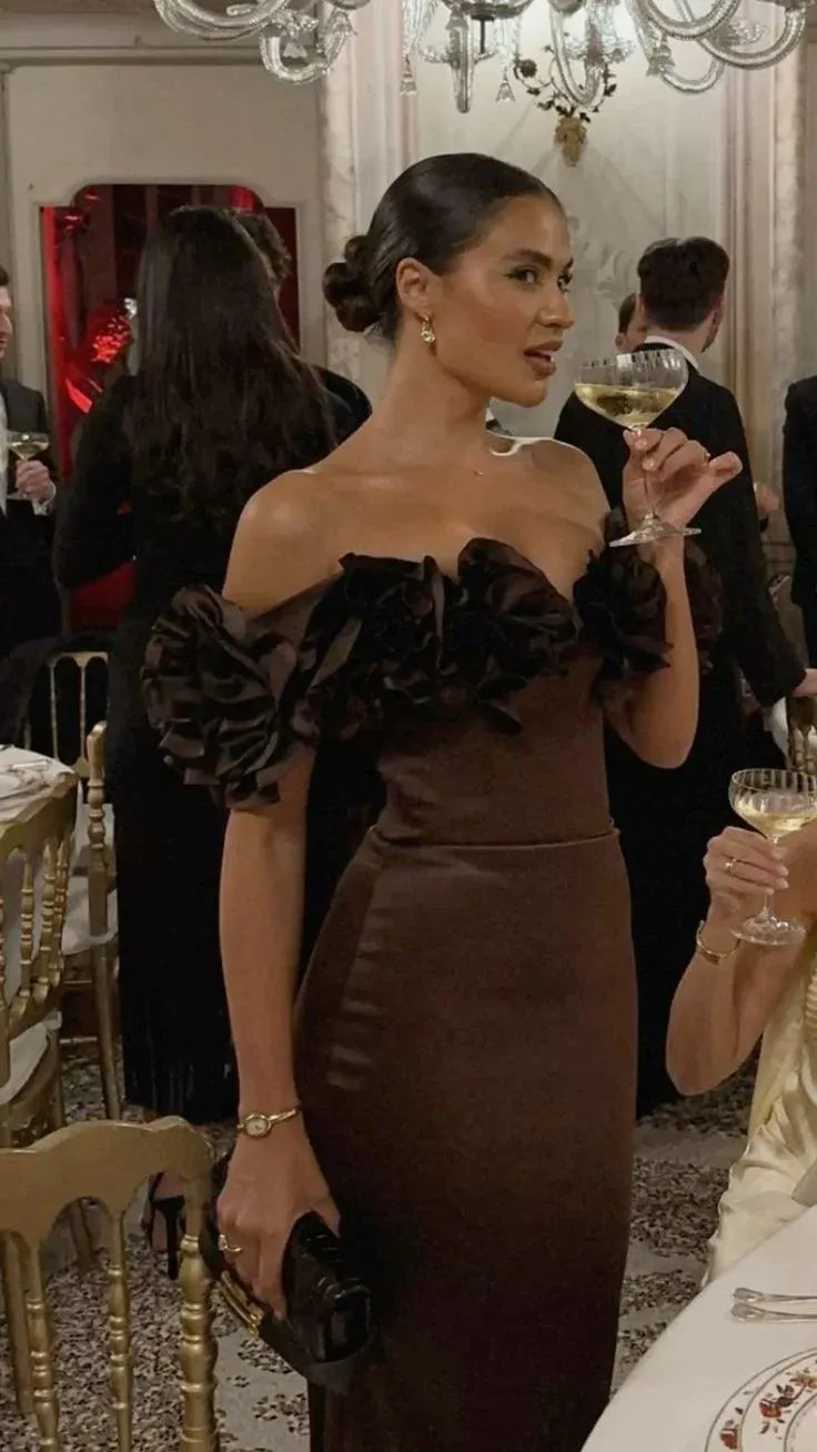 Elegant Mermaid/Trumpet Off the Shoulder Sleeveless Satin Floor-Length Prom Dress